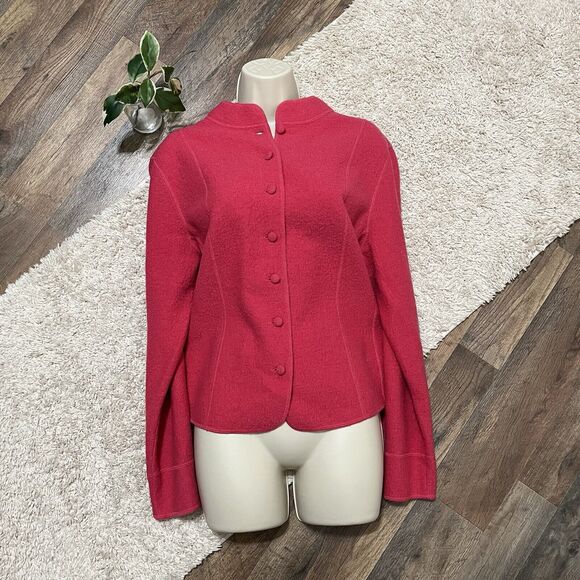 Talbots Size Large Pink 100% Wool Button Down Coat - Picture 1 of 6